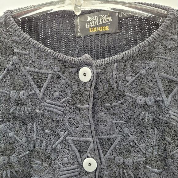 HP Jean Paul Gaultier for Equator Sheer Geometric Front Memphis Cardigan Sweater - Picture 7 of 16